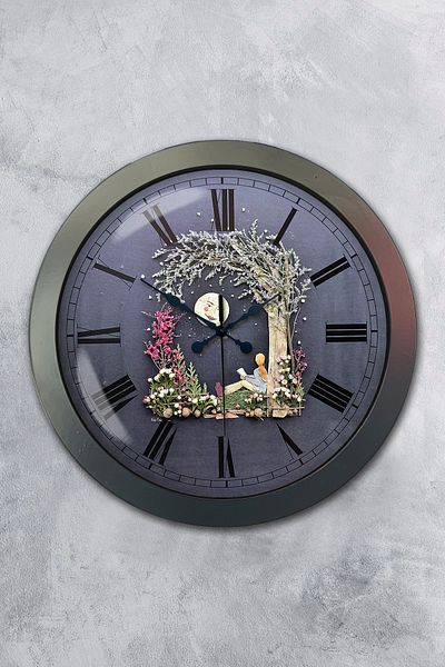 Kasva Concept Gift 36 cm Chrome Metal Moon Wall Clock