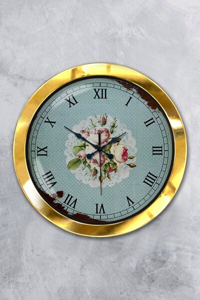 Platin Saat ساعة حائط ذهبية معدنية وردية مقاس 36 سم