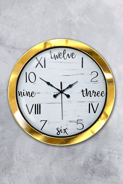 Kasva Concept Gift 36 cm Gold Metal Math Wall Clock
