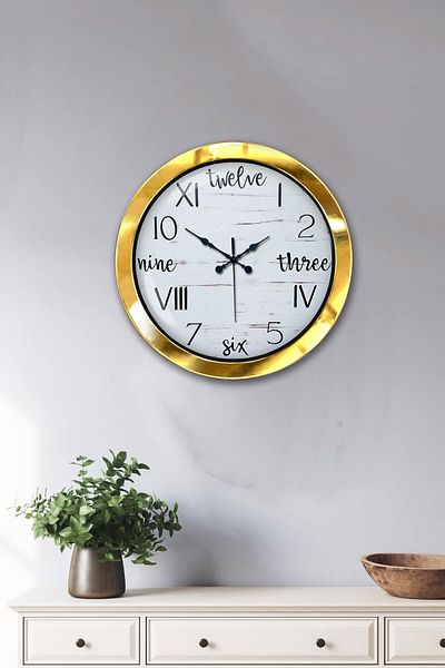 Kasva Concept Gift 36 cm Gold Metal Math Wall Clock