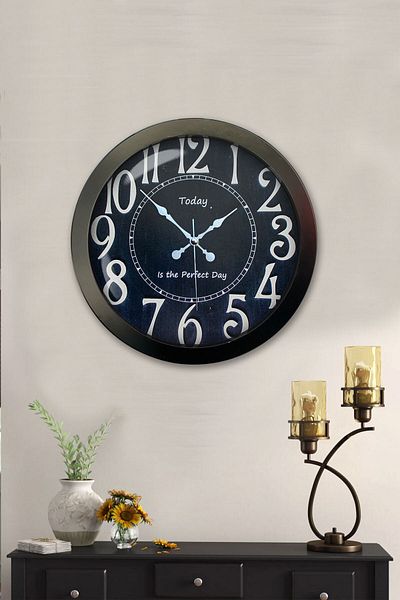 Kasva Concept Cadou 36 cm Ceas de perete decorativ din metal negru