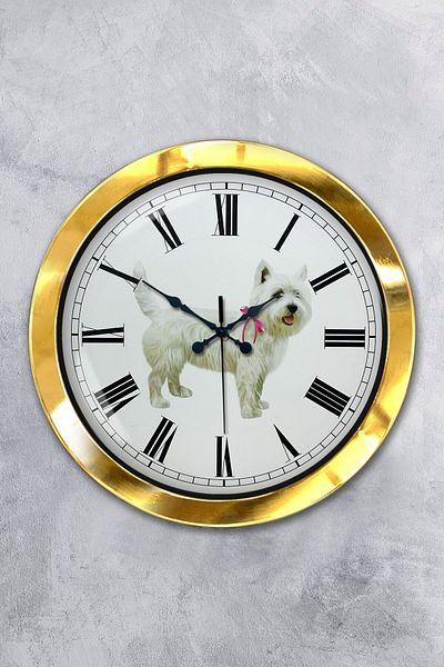 Kasva Concept Gift 36 cm Gold Metal Dog Wall Clock