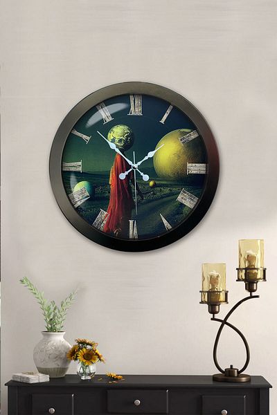 Kasva Concept Gift 36 cm Black Metal Decorative Wall Clock