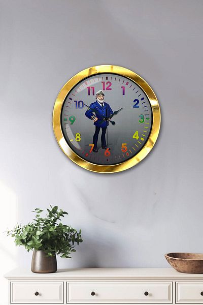 Kasva Concept Cadou 36 Cm Ceas de Perete Căpitanul Navă Metal Aur