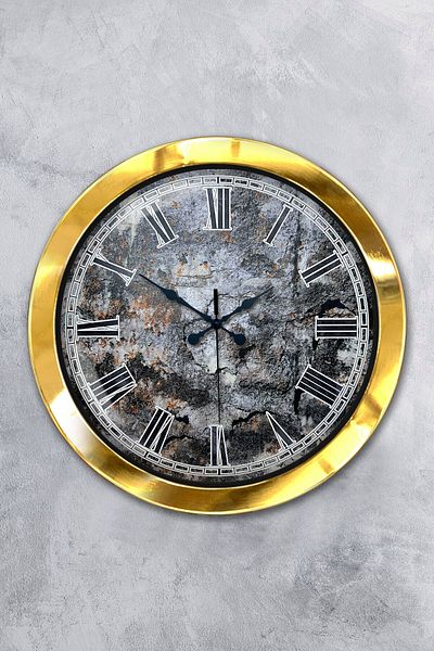 Kasva Concept Gift 36 cm Gold Metal Earth Wall Clock