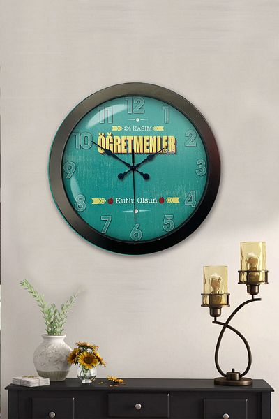 Kasva Concept 36 cm Black Metal Teacher's Day Wall Clock