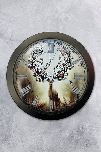 Kasva Concept Gift 36 cm Chrome Metal Deer Wall Clock