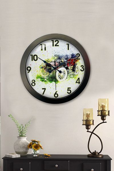 Kasva Concept Gift 36 cm Black Metal Decorative Wall Clock