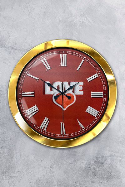 Kasva Concept Gift 36 cm Gold Metal Love Wall Clock
