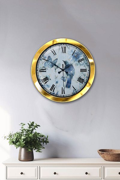 Kasva Concept Gift 36 cm Gold Metal Bird Wall Clock