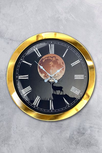 Kasva Concept Cadou 36 Cm Ceas de Perete Metal Aurie Apus de Soare