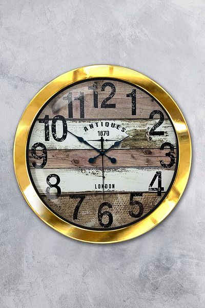 Kasva Concept Gift 36 cm Gold Metal Vintage Wall Clock