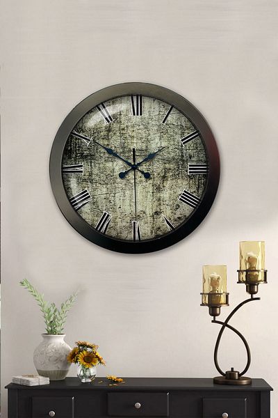 Kasva Concept Gift 36 cm Anthracite Metal Antique Roman Wall Clock