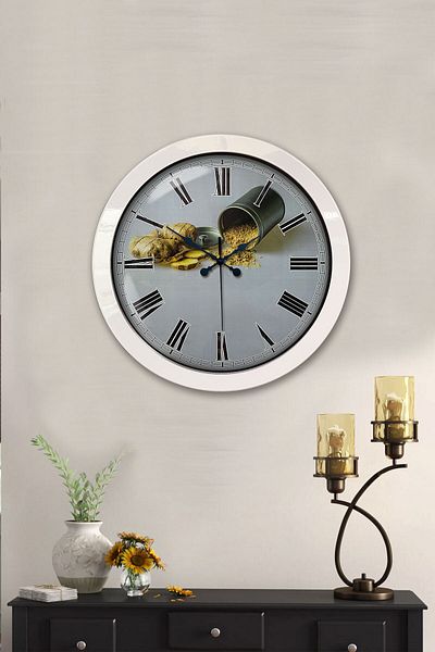 Kasva Concept Gift 36 cm White Metal Kitchen Wall Clock