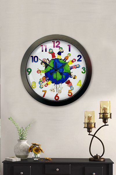 Kasva Concept Gift 36 cm Black Metal Children's Room Wall Clock