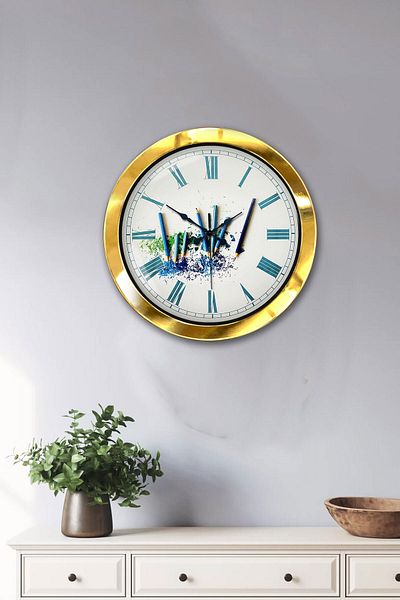 Kasva Concept Δώρο 36 εκ. Χρυσό Μεταλλικό Ρολόι Τοίχου Μολύβι