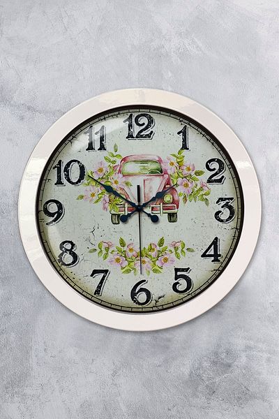 Kasva Concept Gift 36 cm White Metal Pink Turtle Wall Clock