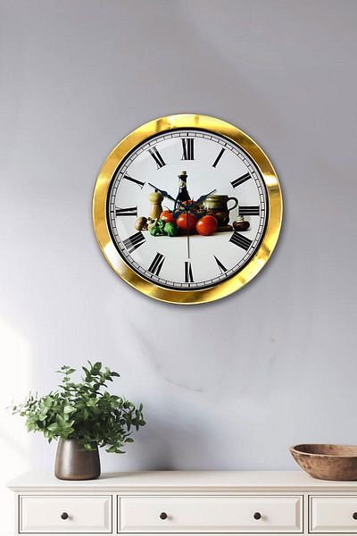 Kasva Concept Gift 36 cm Gold Metal Kitchen Wall Clock
