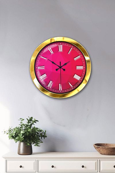 Kasva Concept Gift 36 cm Gold Metal Pink Wall Clock