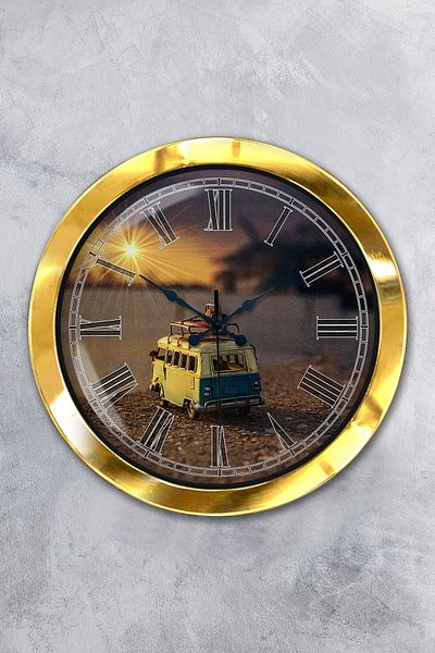 Kasva Concept 36 cm Gold Metal Seaside Wall Clock