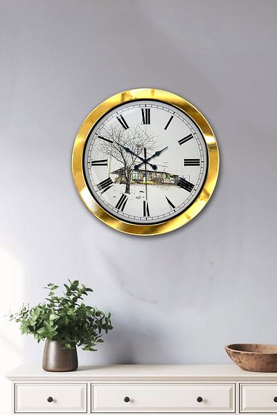 Kasva Concept Gift 36 cm Gold Metal Vintage Home Wall Clock