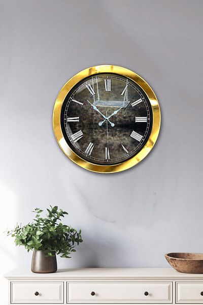 Kasva Concept Gift 36 cm Gold Metal Vintage Wall Clock