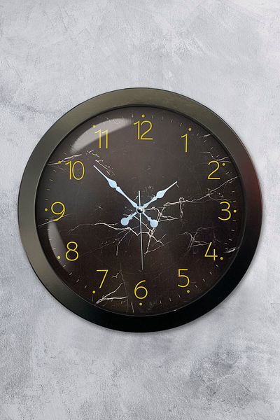 Kasva Concept Gift 36 cm Black Metal Black Patterned Wall Clock
