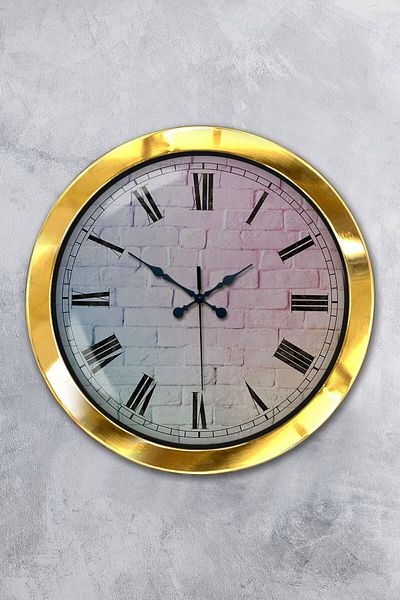 Kasva Concept 36 cm Gold Metal Aegean Wall Clock