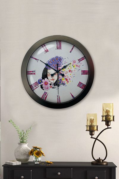 Kasva Concept Gift 36 Cm Black Metal Beauty Wall Clock