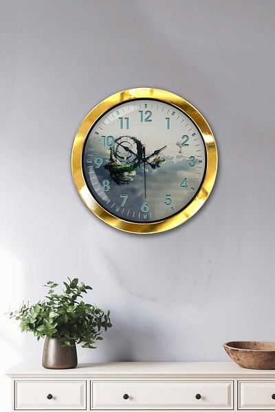 Kasva Concept Gift 36 cm Gold Metal Air Wall Clock