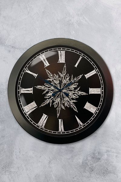Kasva Concept Ρολόι τοίχου 36 εκ. Μαύρο Μεταλλικό Snowflake