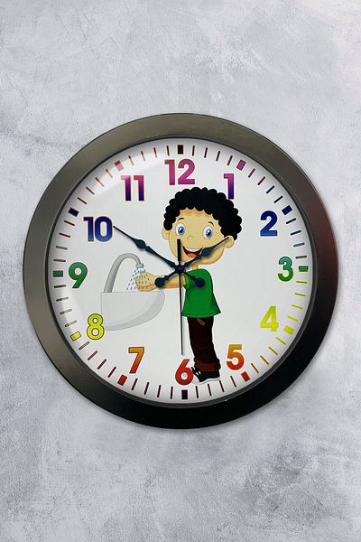 Kasva Concept Gift 36 cm Black Metal Children's Room Wall Clock