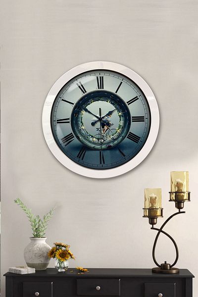 Kasva Concept Gift 36 cm White Metal Racer Wall Clock