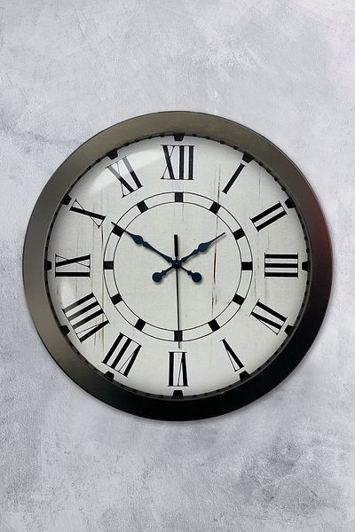Kasva Concept 36 cm Black Metal Classic Roman Wall Clock