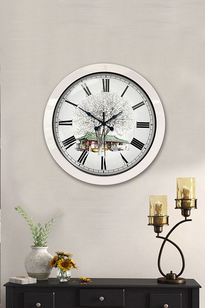 Kasva Concept 36 cm White Metal Nostalgia Home Wall Clock