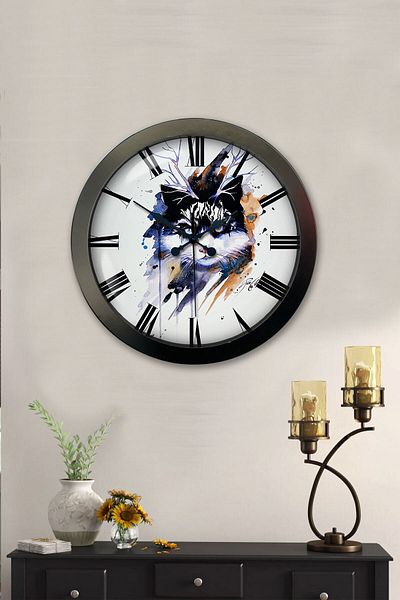 Kasva Concept Gift 36 cm Black Metal Modern Wall Clock