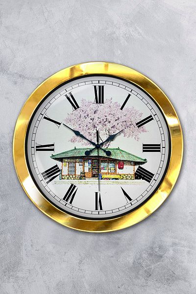 Kasva Concept 36 cm Gold Metal Vintage Home Wall Clock