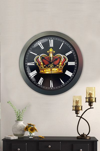 Kasva Concept Antique Metal King Crown Wall Clock 36 cm
