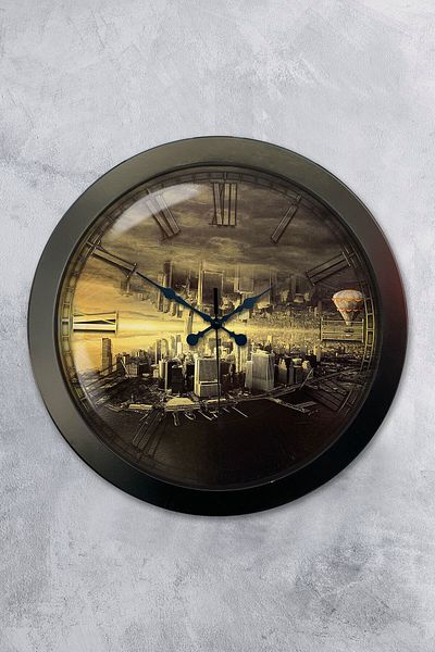 Kasva Concept Gift 36 cm Black Metal New York Wall Clock