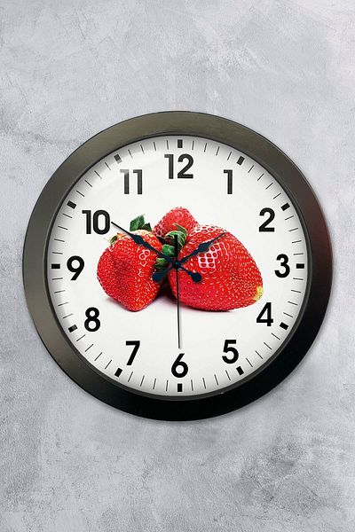 Kasva Concept Gift 36 cm Black Metal Strawberry Wall Clock