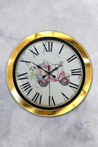Kasva Concept Gift 36 cm Gold Metal Pink Motor Wall Clock