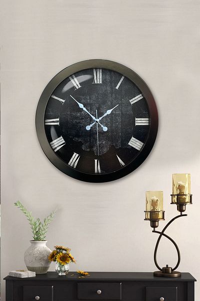 Kasva Concept Gift 36 cm Black Metal Black Antique Wall Clock