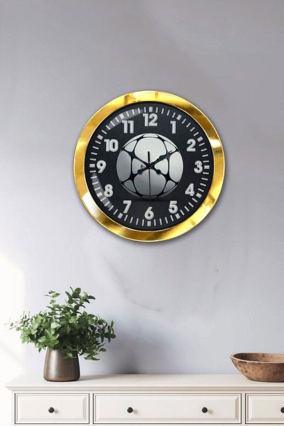Kasva Concept Gift 36 cm Gold Metal Football Ball Wall Clock