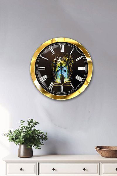 Kasva Concept Gift 36 cm Gold Metal Book - Human Wall Clock
