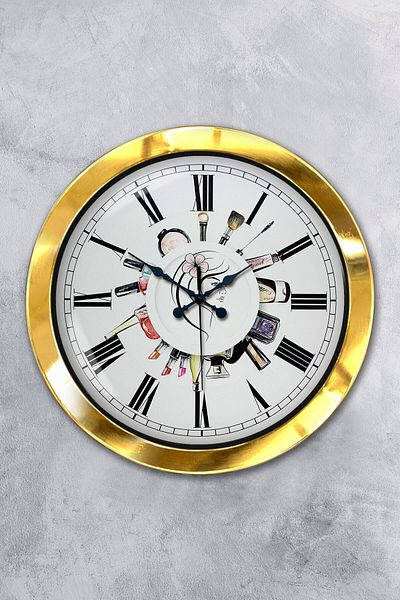 Kasva Concept 36 cm Gold Metal Beauty Salon Wall Clock