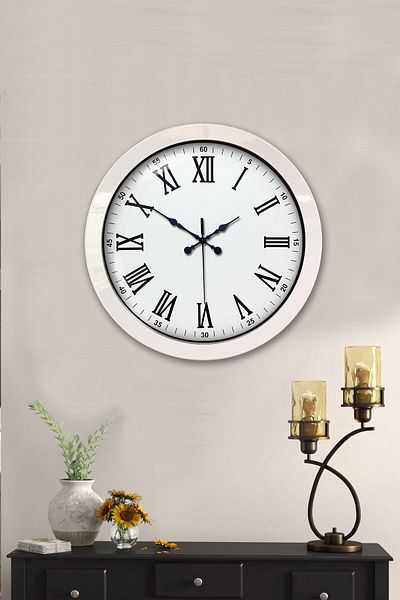 Kasva Concept Gift 36 cm White Metal Roman Number Wall Clock