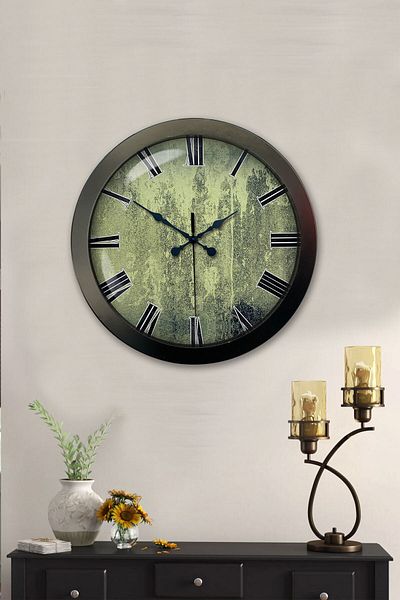 Kasva Concept Gift 36 cm Black Metal Antique Wall Clock
