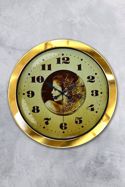 Kasva Concept Gift 36 cm Gold Metal Vintage Wall Clock