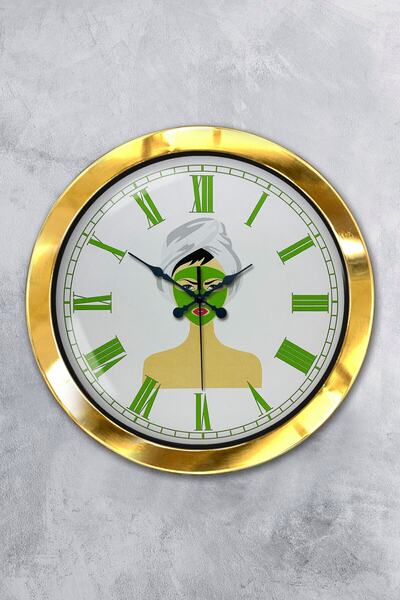 Platin Saat هدية ساعة حائط جمال معدنية ذهبية مقاس 36 سم