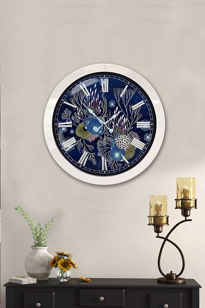 Kasva Concept 36 cm White Metal Blue Water Wall Clock
